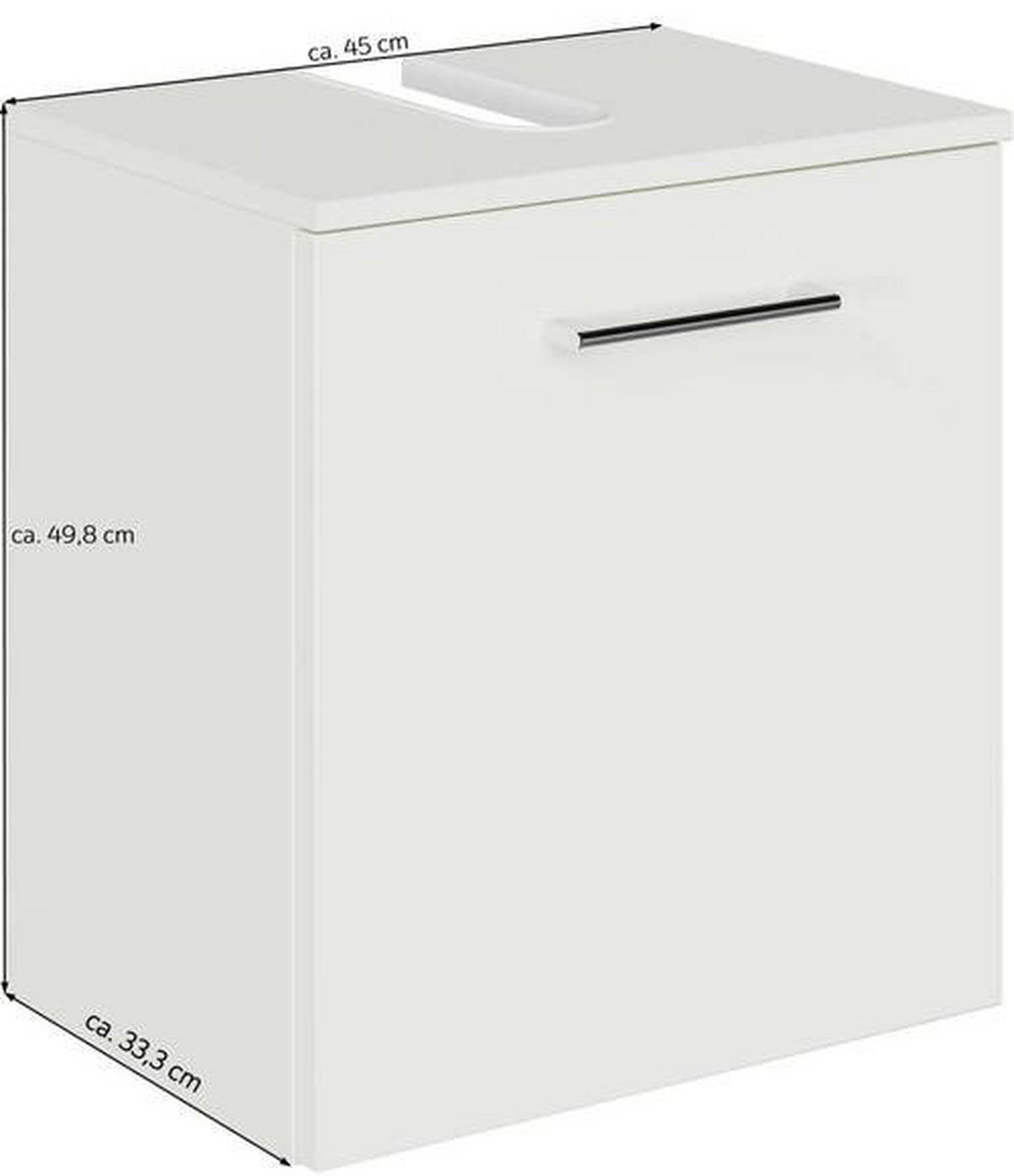 WASCHBECKENUNTERSCHRANK 45/49,8/33,3 cm  - Chromfarben/Weiß Hochglanz, KONVENTIONELL, Holzwerkstoff/Metall (45/49,8/33,3cm) - Sadena