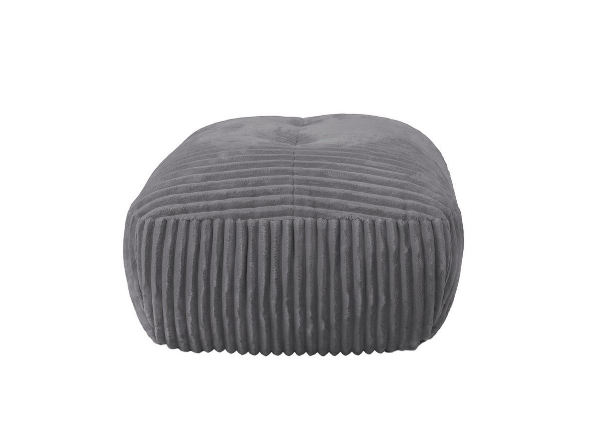 HOCKER BE FLUFFY Cord Grau  - Schwarz/Grau, MODERN, Kunststoff/Textil (92/46/74cm) - Trendmanufaktur