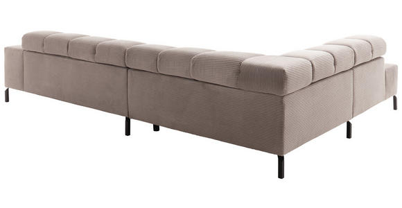 ECKSOFA in Cord Taupe  - Taupe/Schwarz, Design, Textil/Metall (216/321cm) - Hom`in