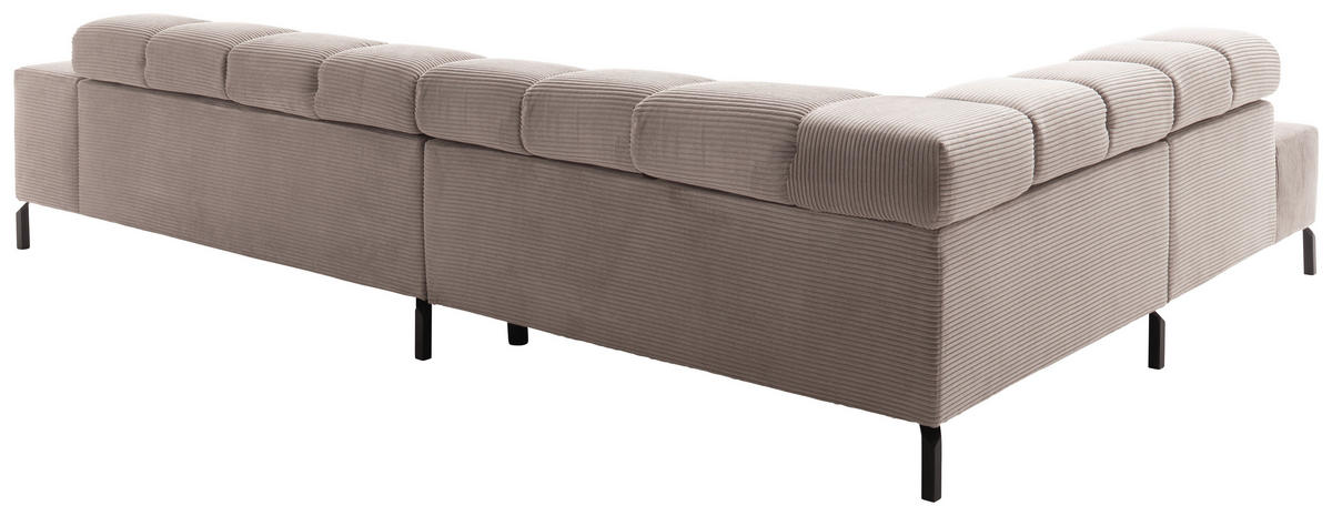 ECKSOFA in Cord Taupe  - Taupe/Schwarz, Design, Textil/Metall (216/321cm) - Hom`in