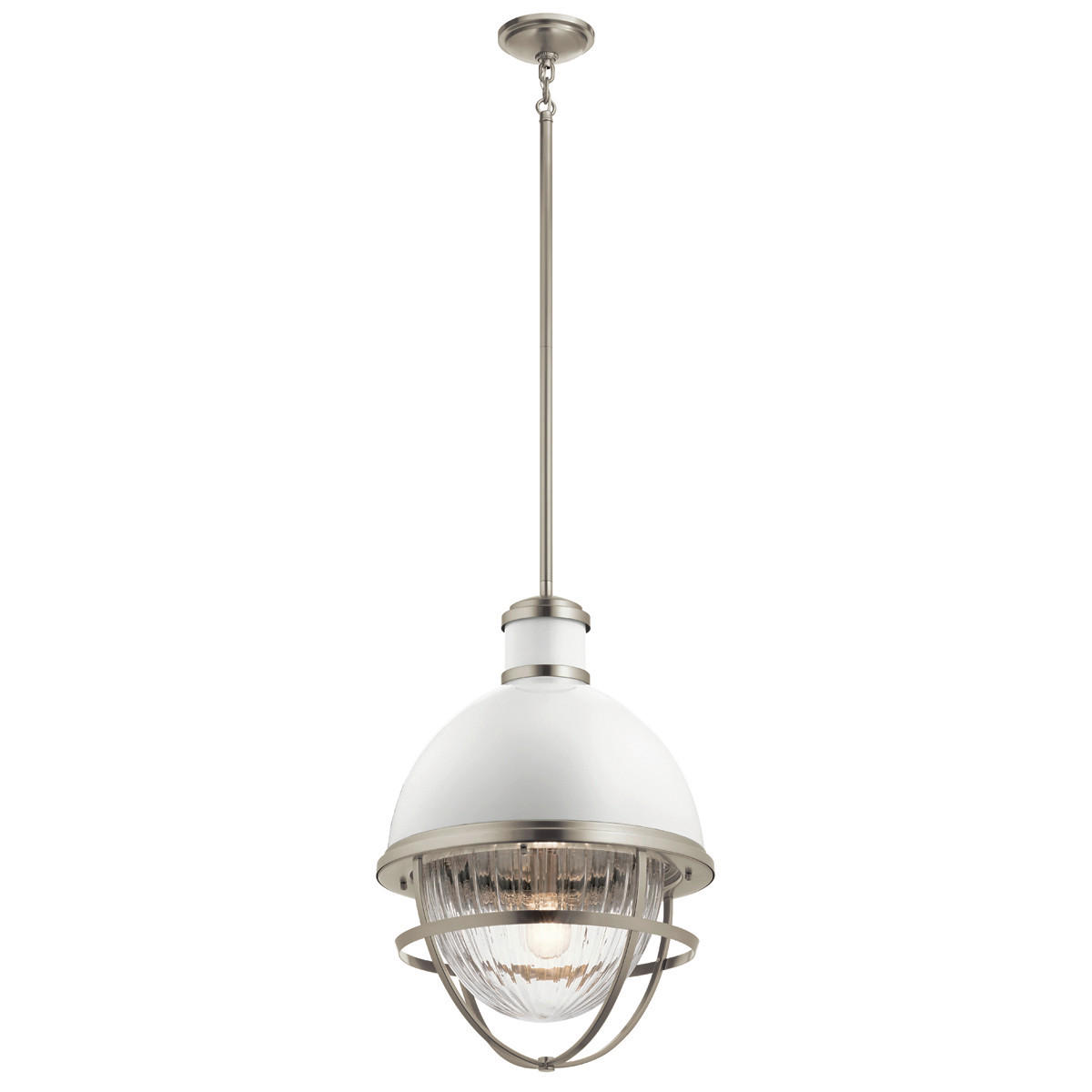 HÄNGELEUCHTE 40.8/75.1 cm  - Weiß/Nickelfarben, Design, Glas/Metall (40.8/75.1cm) - Elstead Lighting