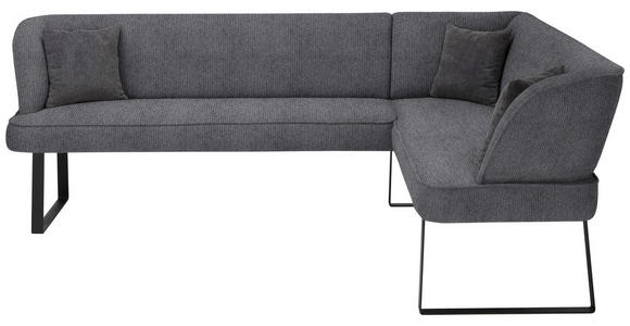 ECKBANK 233/189 cm Webstoff Anthrazit, Schwarz - Anthrazit/Schwarz, Design, Textil/Metall (233/189cm) - Novel