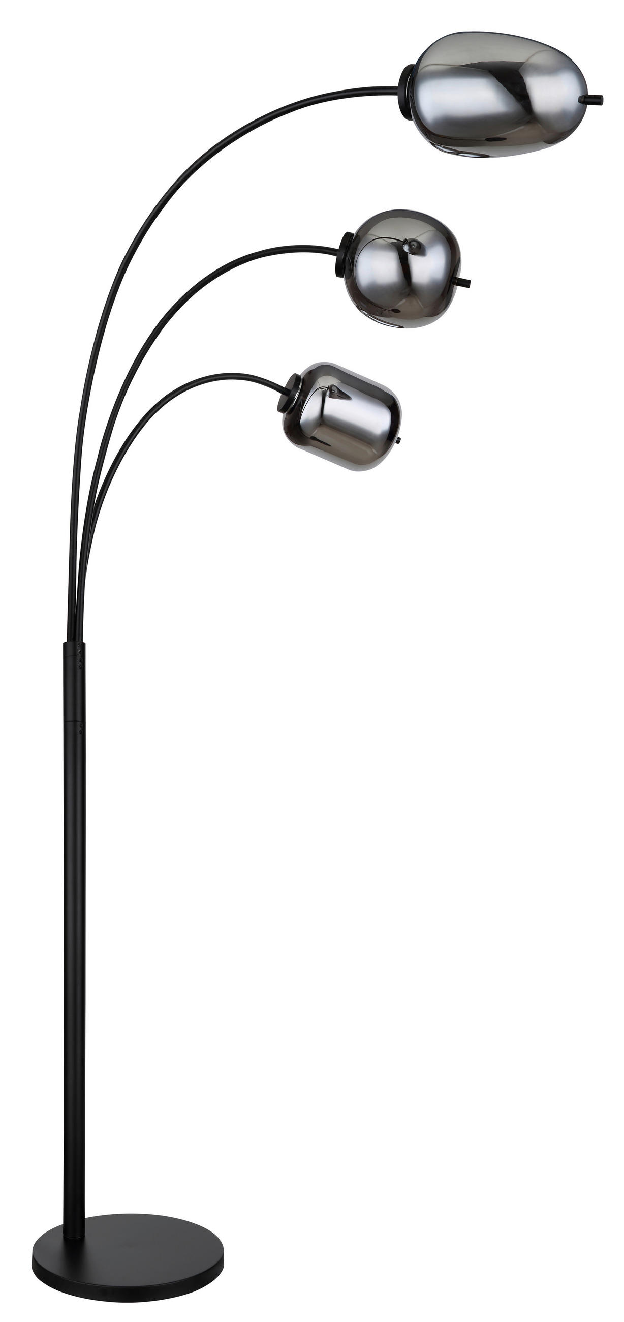 BOGENLEUCHTE 80/60/175 cm    - Schwarz/Grau, Design, Glas/Metall (80/60/175cm) - Globo