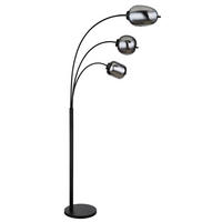 BOGENLEUCHTE 80/60/175 cm    - Schwarz/Grau, Design, Glas/Metall (80/60/175cm) - Globo