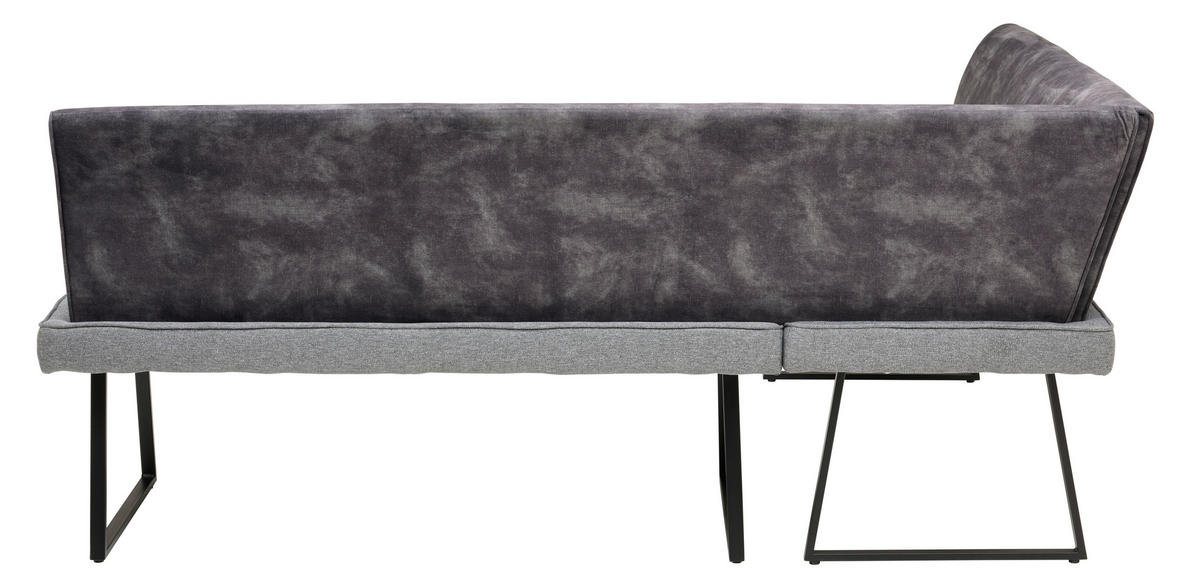 ECKBANK 155/205 cm Mikrofaser, Leinenoptik Dunkelgrau Pappel Sperrholz   - Dunkelgrau/Schwarz, KONVENTIONELL, Holz/Textil (155/205cm) - MID.YOU