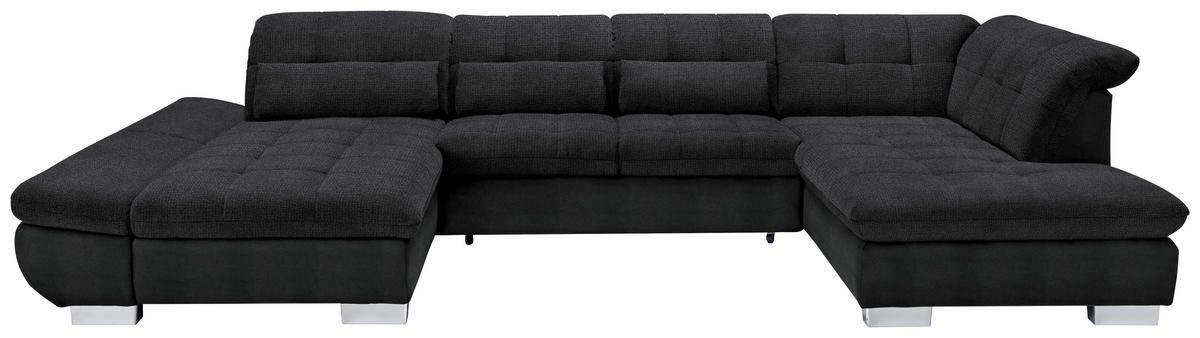 WOHNLANDSCHAFT in Mikrofaser Graphitfarben  - Chromfarben/Graphitfarben, Design, Kunststoff/Textil (204/350/211cm) - Xora