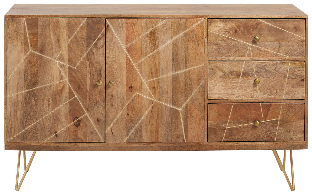 SIDEBOARD  in 145/88/43 cm  - Goldfarben/Naturfarben, Design, Holz/Metall (145/88/43cm) - Landscape