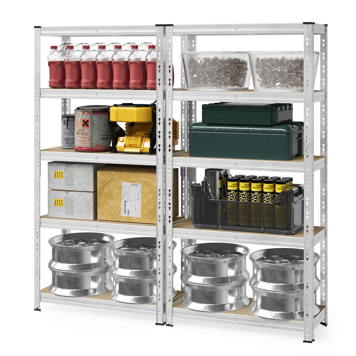 REGALELEMENT Silberfarben, Hellgrau, Hellbraun  - Hellbraun/Silberfarben, Trend, Holzwerkstoff/Kunststoff (90/180/40cm) - Boxxx