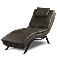 RELAXLIEGE Echtleder Anthrazit  - Anthrazit/Schwarz, Design, Leder/Metall (65/95/171cm) - Celina Home