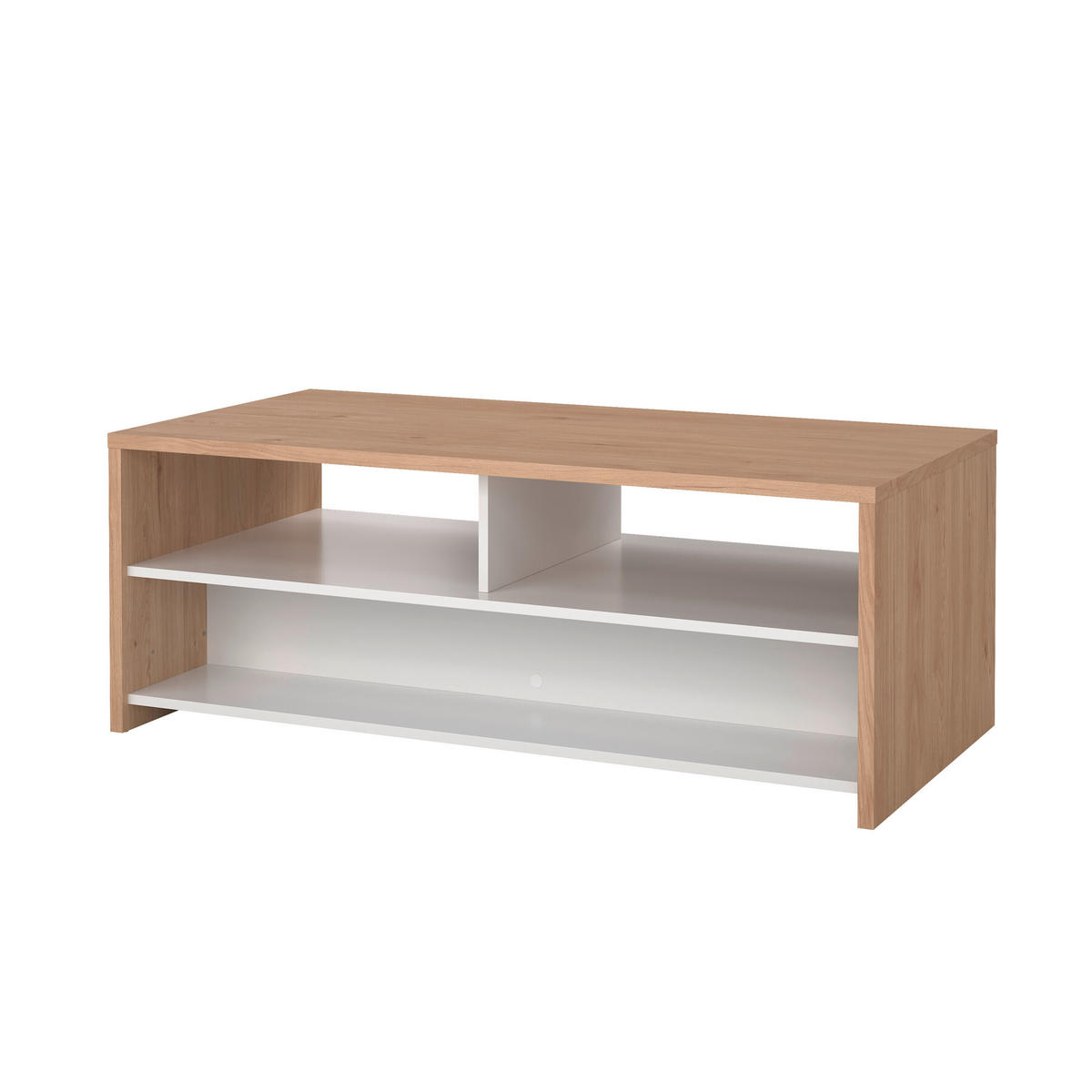 COUCHTISCH 120/60/46 cm rechteckig Weiß Hochglanz, Hickory  - Weiß Hochglanz/Hickory, KONVENTIONELL, Holzwerkstoff (120/60/46cm) - Boxxx
