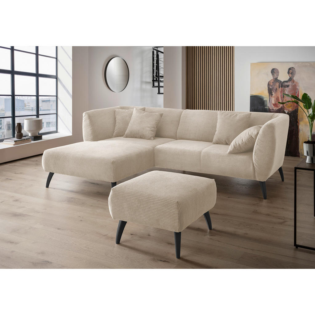 Thumbnail - Mid.you Ecksofa, Beige, Holz, Textil, Buche, Fichte, Kiefer,Buche, Uni, 4-Sitzer, Füllung: Schaumstoff, Ottomane links, ...