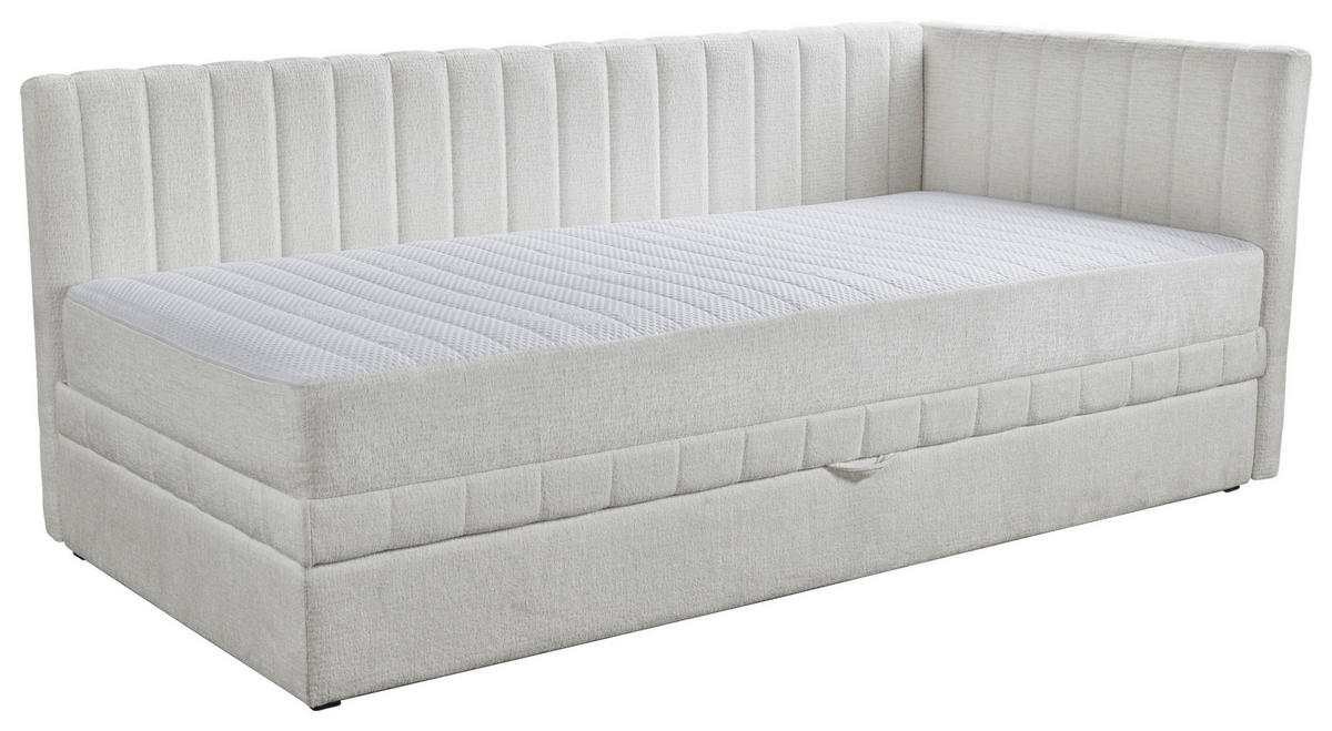 SCHLAFSOFA Chenille, Jacquard Creme  - Creme/Schwarz, Design, Kunststoff/Textil (212/83/99cm) - MID.YOU