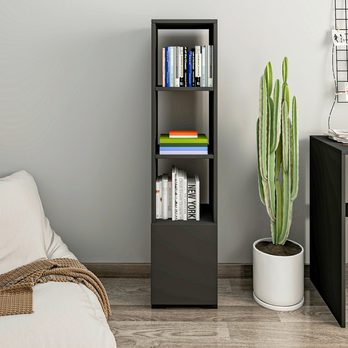 BOKHYLLA i 31/136/30 cm antracit  - antracit, Design, trämaterial (31/136/30cm) - Livetastic