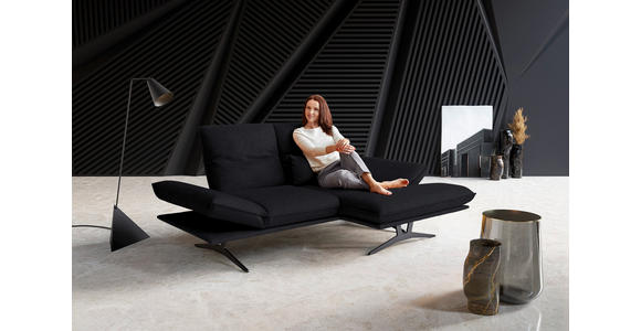 ECKSOFA in Echtleder Schwarz 210/130 cm - Schwarz, Design, Leder/Metall (210/130cm) - Dieter Knoll