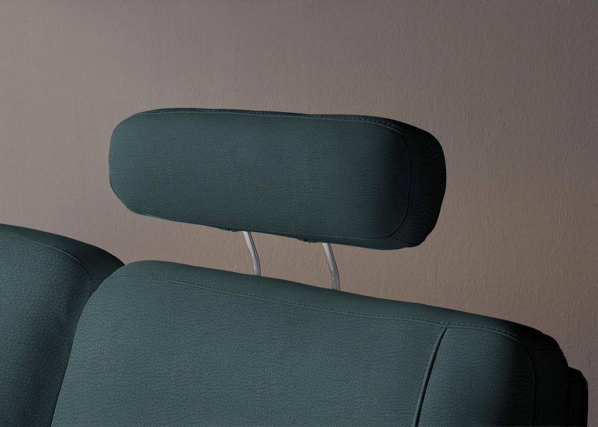 WOHNLANDSCHAFT Echtleder Graublau  - Graublau/Alufarben, Konventionell, Leder/Metall (239/329/165cm) - Beldomo Premium