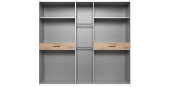 DREHTÜRENSCHRANK in Weiß, Plankeneiche - Plankeneiche/Schwarz, KONVENTIONELL, Glas/Holzwerkstoff (225/208/58cm) - Carryhome