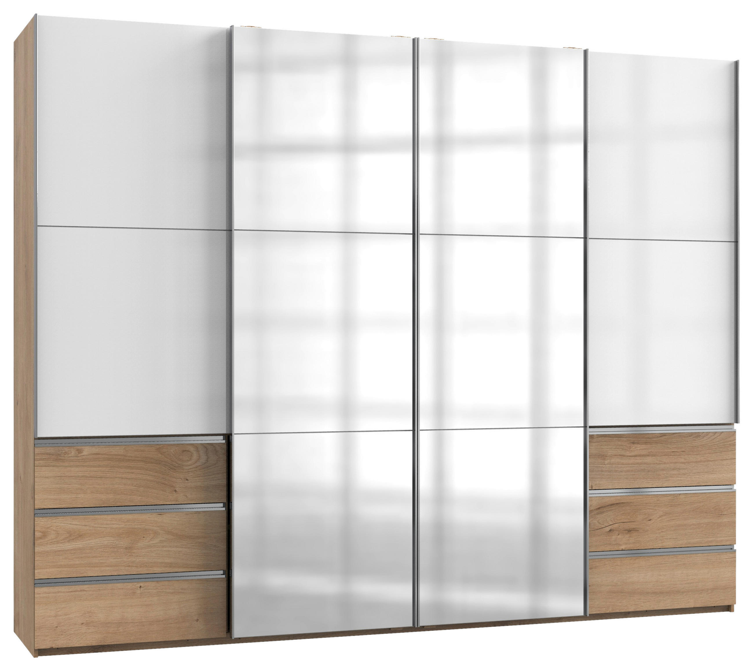 SCHWEBETÜRENSCHRANK 300/236/65 cm 4-türig  - Chromfarben/Weiß Hochglanz, MODERN, Holzwerkstoff/Metall (300/236/65cm) - MID.YOU