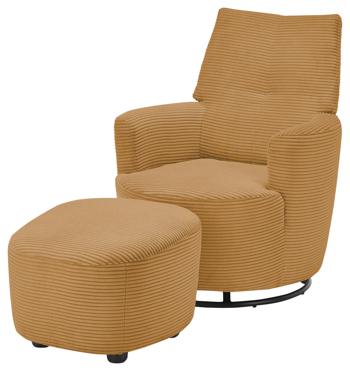 SESSEL Cord Honig    - Schwarz/Honig, Design, Textil/Metall (80/96/88cm) - SetOne by Musterring