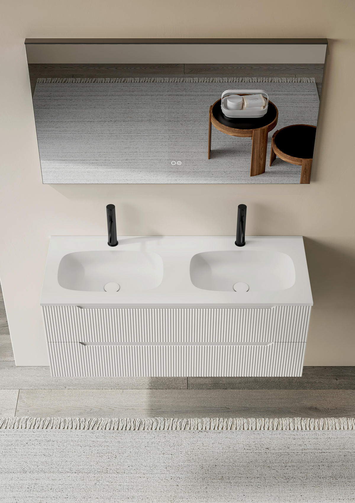 BADEZIMMER 3-teilig  in 120 cm  - Weiß, KONVENTIONELL, Holzwerkstoff/Stein (120cm) - Belluti