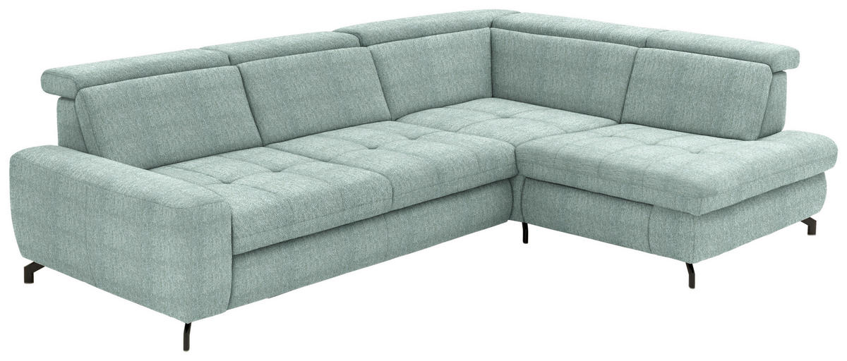 ECKSOFA in Chenille Mintgrün  - Schwarz/Mintgrün, Design, Textil/Metall (310/220cm) - Beldomo Style