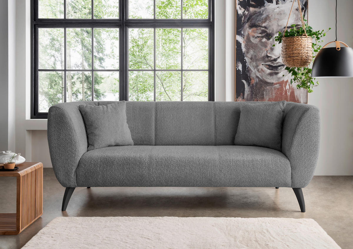 3-SITZER-SOFA in Bouclé Anthrazit  - Anthrazit/Schwarz, Modern, Holz/Textil (208/83/88cm) - MID.YOU