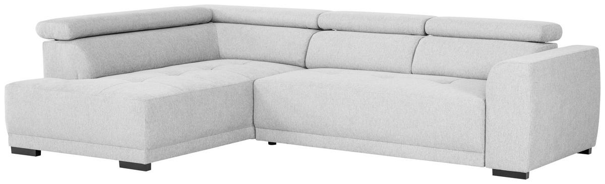 ECKSOFA in Struktur Silberfarben  - Silberfarben/Schwarz, Design, Kunststoff/Textil (205/284cm) - MID.YOU