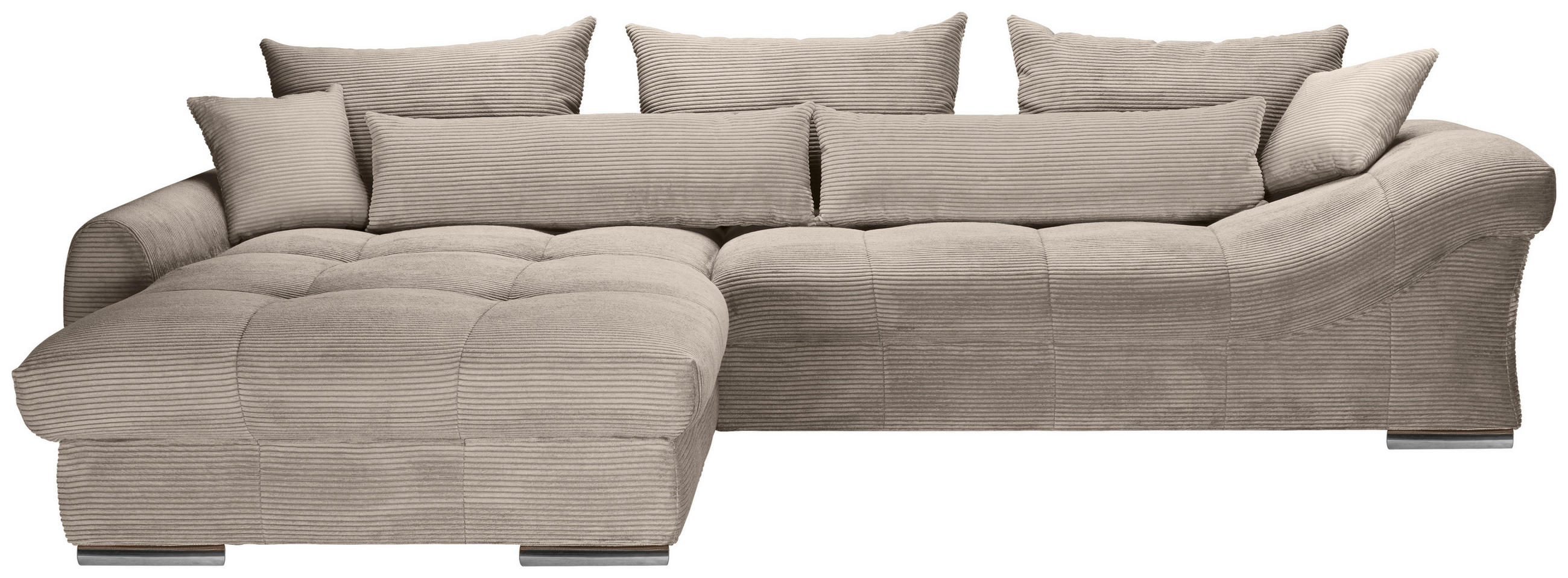 ECKSOFA Taupe Cord  - Taupe/Chromfarben, KONVENTIONELL, Textil/Metall (225/335cm) - Carryhome