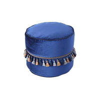 POUF Samt 45/38/45 cm  - Blau/Goldfarben, LIFESTYLE, Textil (45/38/45cm) - Kayoom