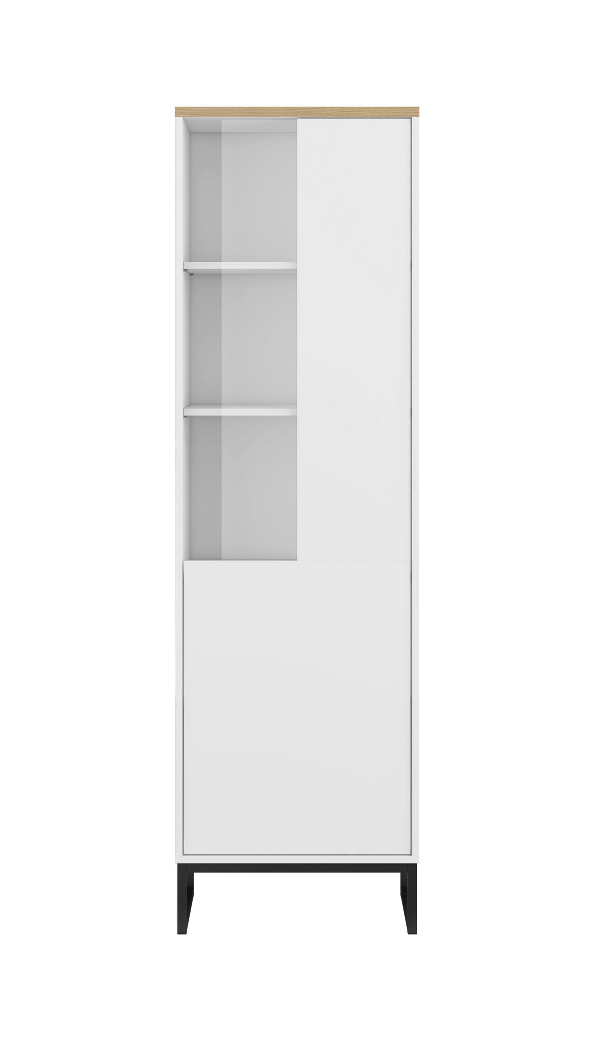 VITRINE Alto in Weiß, Eichefarben  - Eichefarben/Schwarz, Design, Glas/Holzwerkstoff (53,4/180,7/36,5cm) - MID.YOU