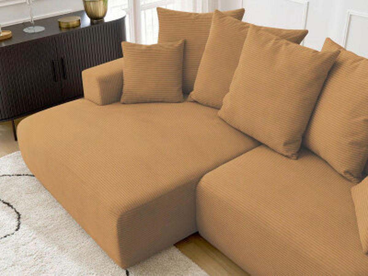 ECKSOFA Ottomane links  ATILLA Gelb Cord  - Gelb/Schwarz, MODERN, Kunststoff/Textil (149/244cm)