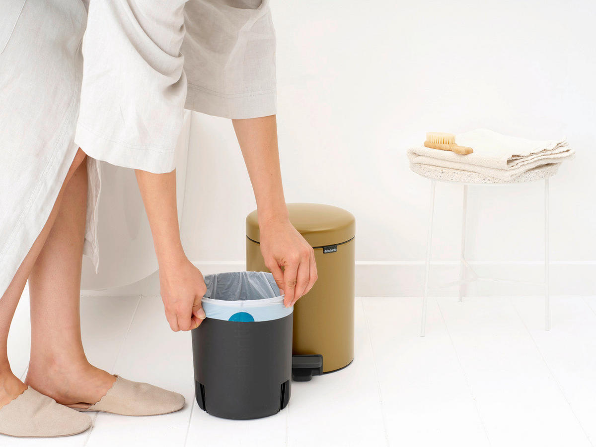 KOŠ ZA SMETI - zlate barve/antracit, Konvencionalno, kovina/umetna masa (20.5/29.1/27.2cm) - Brabantia