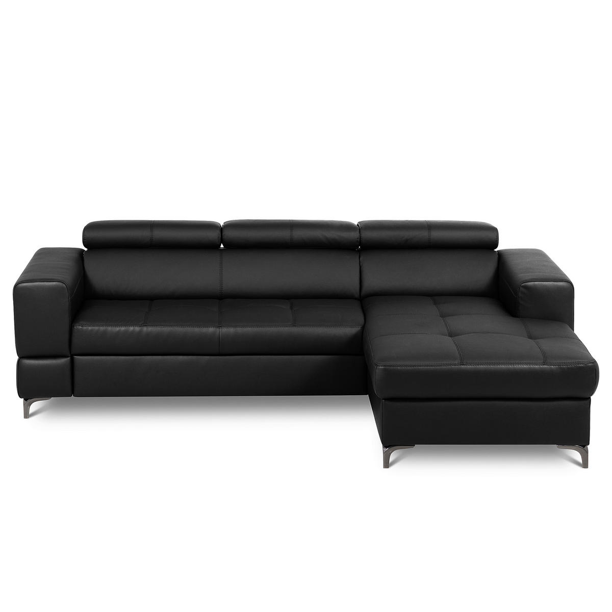ECKSOFA  in Lederlook Echtleder Schwarz  - Schwarz, Design, Leder/Textil (247/173cm) - Livetastic