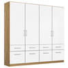 DREHTÜRENSCHRANK in Eiche Artisan, Weiss Hochglanz  - Weiss Hochglanz/Chromfarben, Modern, Holzwerkstoff/Kunststoff (181/210/54cm) - Rauch Möbel