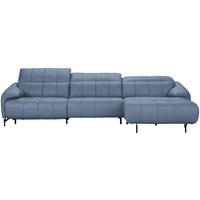 ECKSOFA in Echtleder Hellblau  313/165 cm  - Schwarz/Hellblau, Design, Leder/Metall (313/165cm) - Emilio Belluti