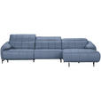 ECKSOFA in Echtleder Hellblau  313/165 cm  - Schwarz/Hellblau, Design, Leder/Metall (313/165cm) - Emilio Belluti