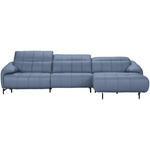 ECKSOFA in Echtleder Hellblau  313/165 cm  - Schwarz/Hellblau, Design, Leder/Metall (313/165cm) - Emilio Belluti