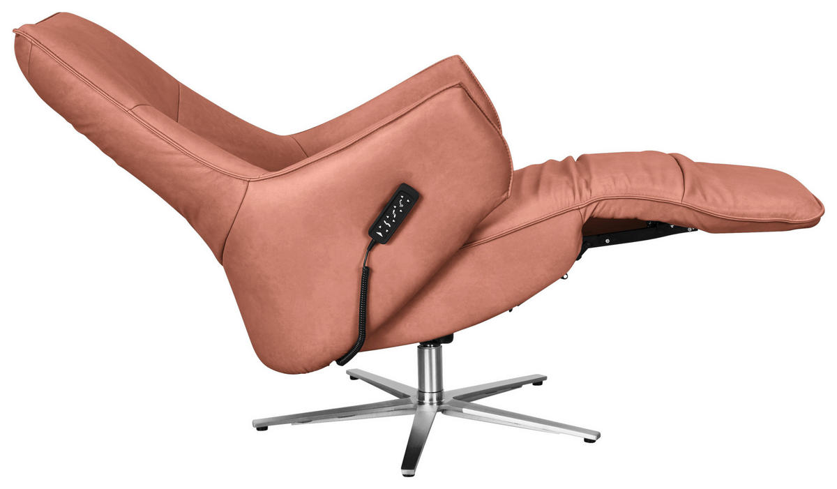 RELAXSESSEL in Leder Koralle  - Edelstahlfarben/Koralle, Design, Leder/Metall (70/120/88cm) - Himolla Komfortklass