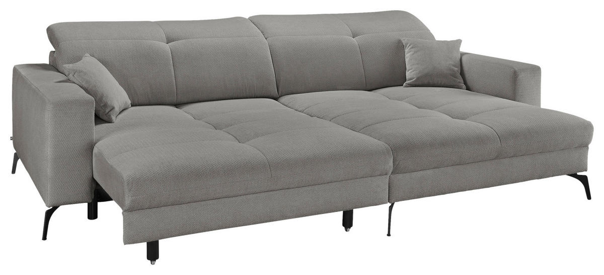 ECKSOFA Grau Webstoff  - Schwarz/Grau, KONVENTIONELL, Textil/Metall (285/180cm) - SetOne by Musterring