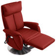 RELAXSESSEL in Leder Rot  - Edelstahlfarben/Rot, KONVENTIONELL, Leder/Metall (78/113/81cm) - Cantus