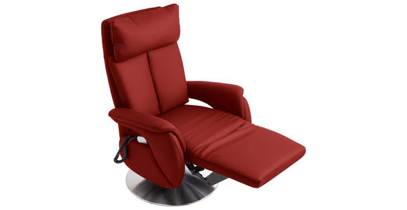 RELAXSESSEL in Leder Rot  - Edelstahlfarben/Rot, KONVENTIONELL, Leder/Metall (78/113/81cm) - Cantus