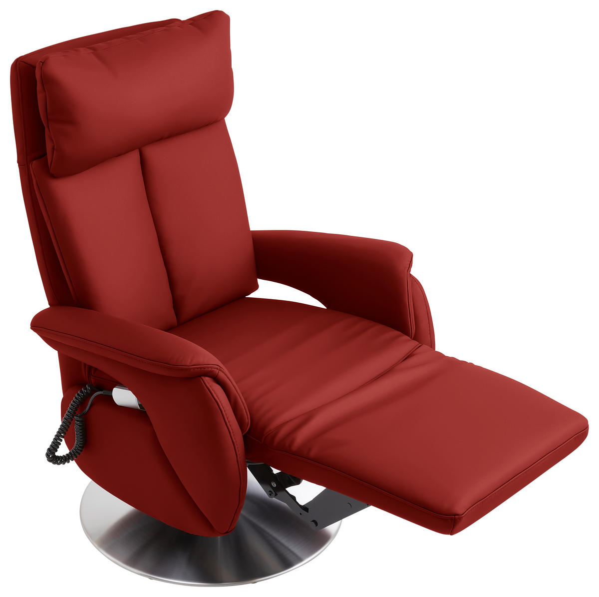 RELAXSESSEL in Leder Rot  - Edelstahlfarben/Rot, Konventionell, Leder/Metall (78/110/81cm) - Cantus