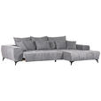 ECKSOFA Hellgrau Flachgewebe  - Hellgrau/Schwarz, KONVENTIONELL, Textil/Metall (300/205cm) - Carryhome