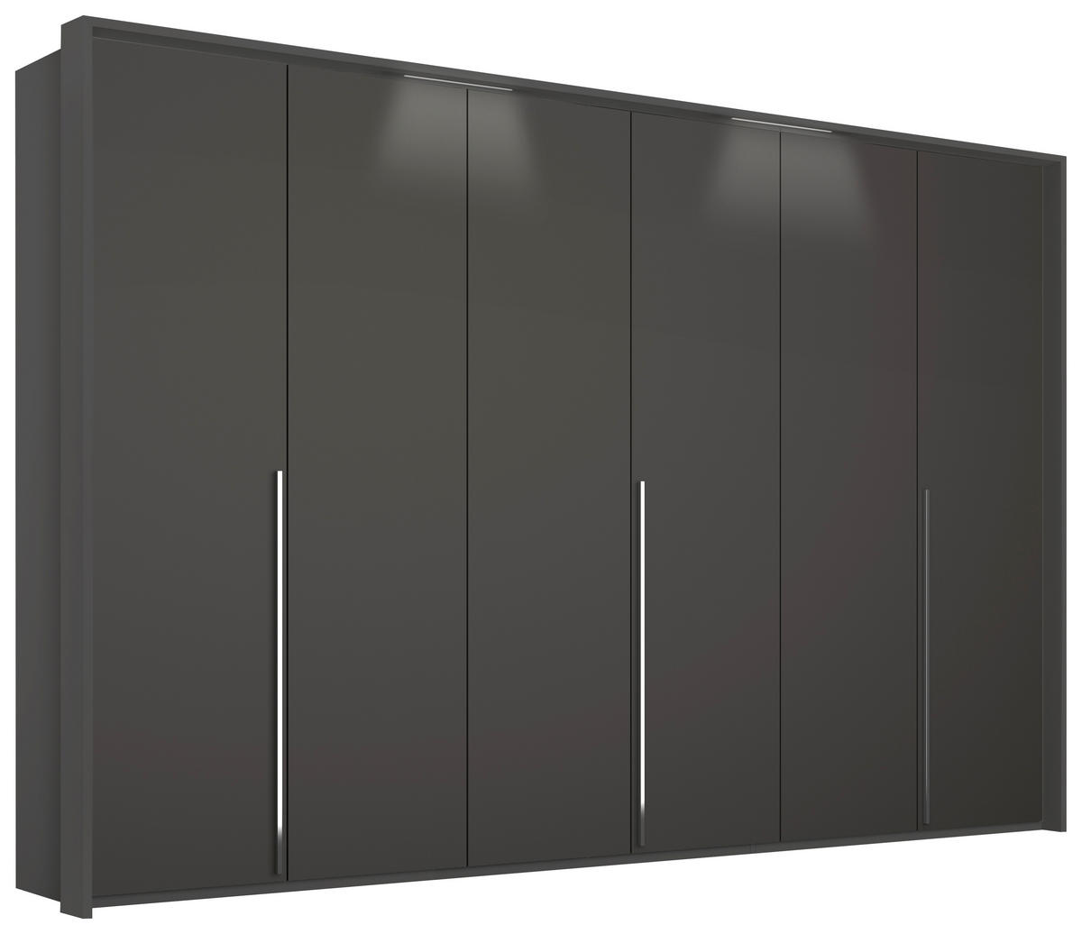 DREHTÜRENSCHRANK in Graphitfarben  - Chromfarben/Graphitfarben, Design, Holzwerkstoff/Metall (301/223/60cm) - home24