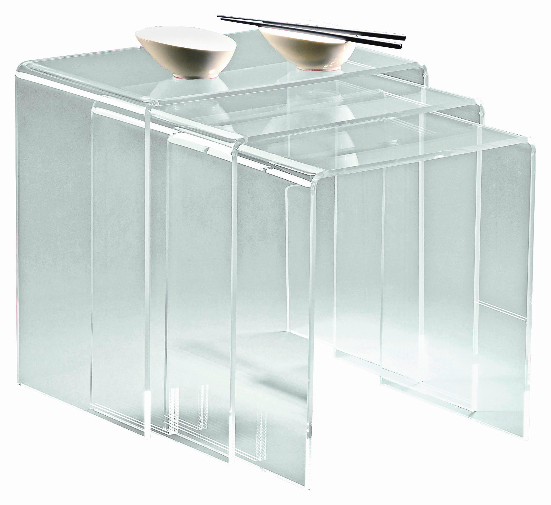 SADA ZASÚVACÍCH STOLÍKOV, číra, plast, 34/39/44/38/40/42/29.5 cm - číra, Design, plast (34/39/44/38/40/42/29.5cm)