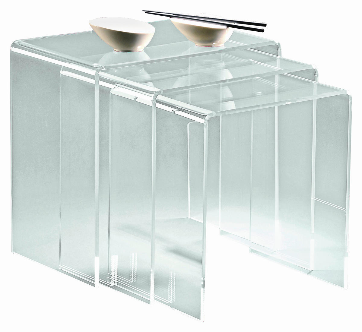 SADA ODKLÁDACÍCH STOLKŮ, čiré, plast, 34/39/44/38/40/42/29.5 cm - čiré, Design, plast (34/39/44/38/40/42/29.5cm)