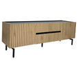 LOWBOARD LINO in 150/50/40 cm - Eichefarben/Schwarz, Design, Holzwerkstoff/Metall (150/50/40cm) - Xora
