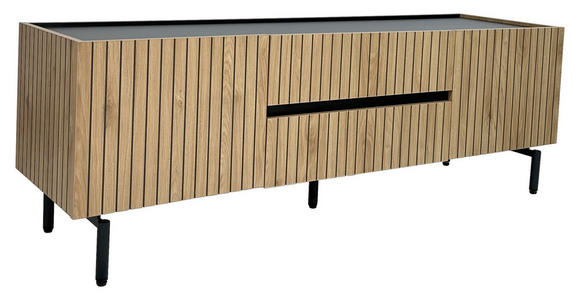 LOWBOARD LINO in 150/50/40 cm - Eichefarben/Schwarz, Design, Holzwerkstoff/Metall (150/50/40cm) - Xora
