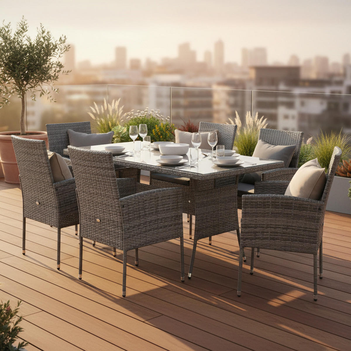 GARTENSET 13-teilig  - Grau, MODERN, Kunststoff/Metall - Gardenson