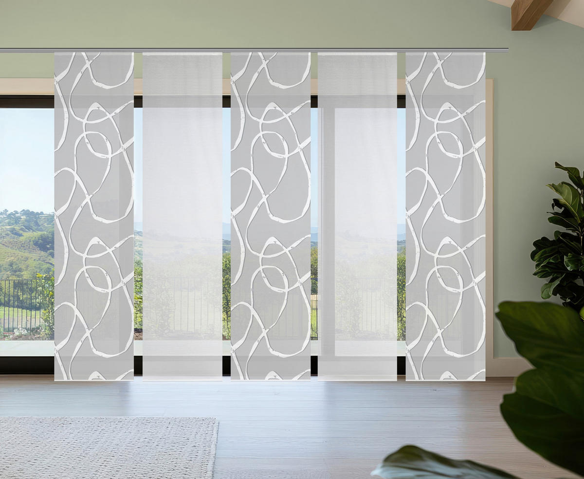 FLÄCHENVORHANG  5 Stück  blickdicht  60/260 cm   - Hellgrau/Weiß, KONVENTIONELL, Textil (60/260cm)