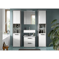 BADEZIMMER 4-teilig  in 140 cm  - Weiß Hochglanz/Schwarz, MODERN, Holzwerkstoff/Kunststoff (140cm) - MID.YOU